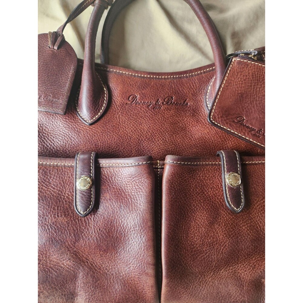 Dooney & Bourke Florentine Vacchetta Leather Double Pocket Satchel Brown - Picture 13 of 16